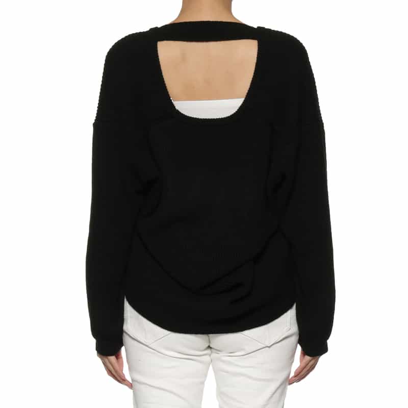 BARNEYS NEW YORK バックオープン ニットプルオーバー BLACK