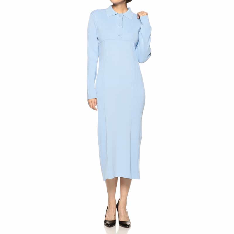 BARNEYS NEW YORK ポロニット ドレス LT BLUE