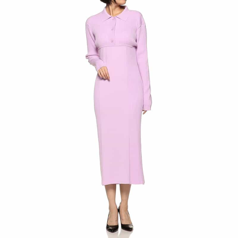 BARNEYS NEW YORK ポロニット ドレス PURPLE