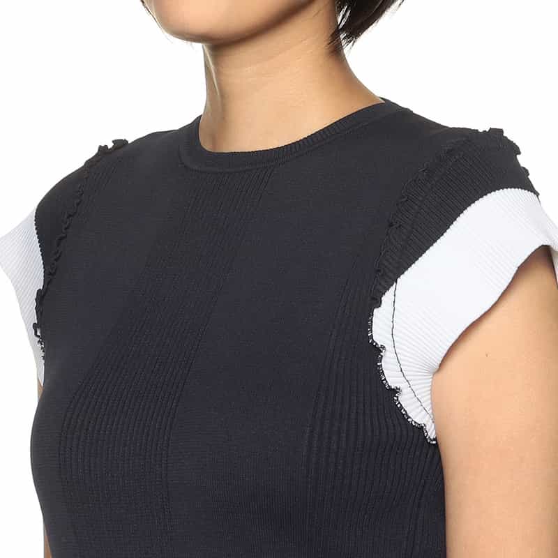 BARNEYS NEW YORK ランダム リブニット ドレス NAVY