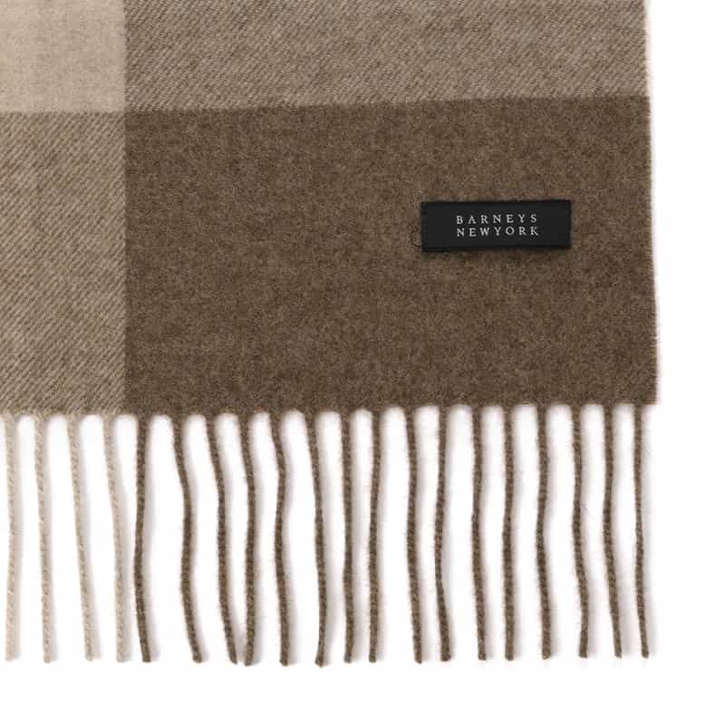 BARNEYS NEW YORK カシミヤ素材チェック柄スカーフ BEIGE