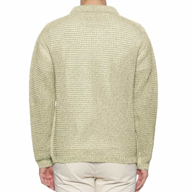 YOKE コットン素材メッシュニットカーディガン WHITE