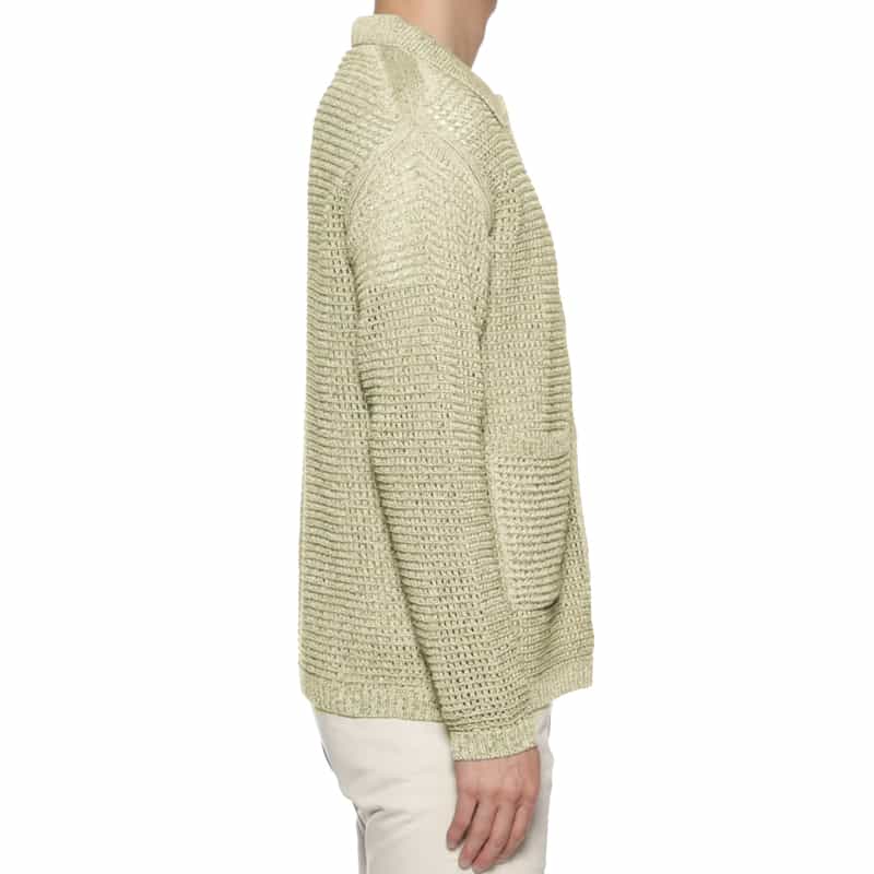 YOKE コットン素材メッシュニットカーディガン WHITE