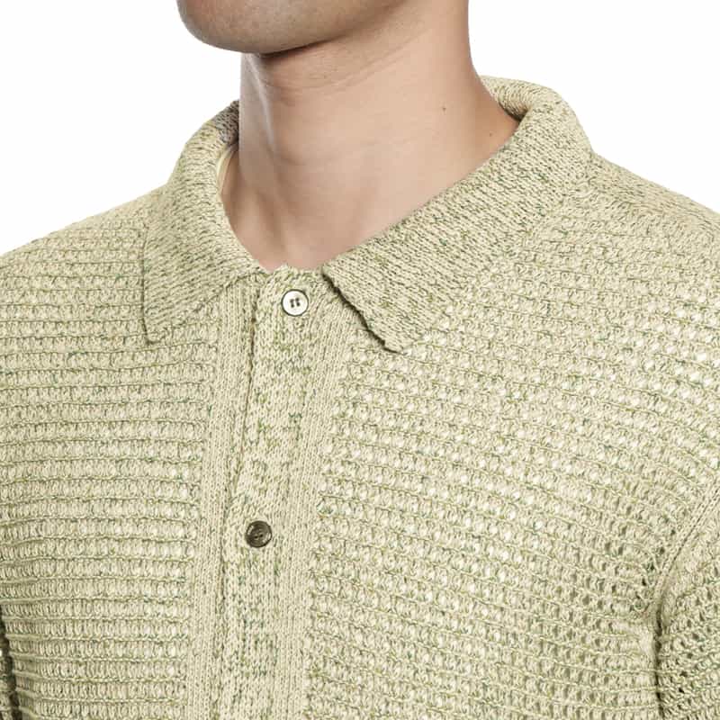 YOKE コットン素材メッシュニットカーディガン WHITE