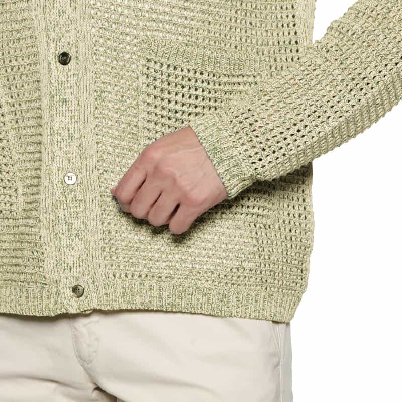 YOKE コットン素材メッシュニットカーディガン WHITE