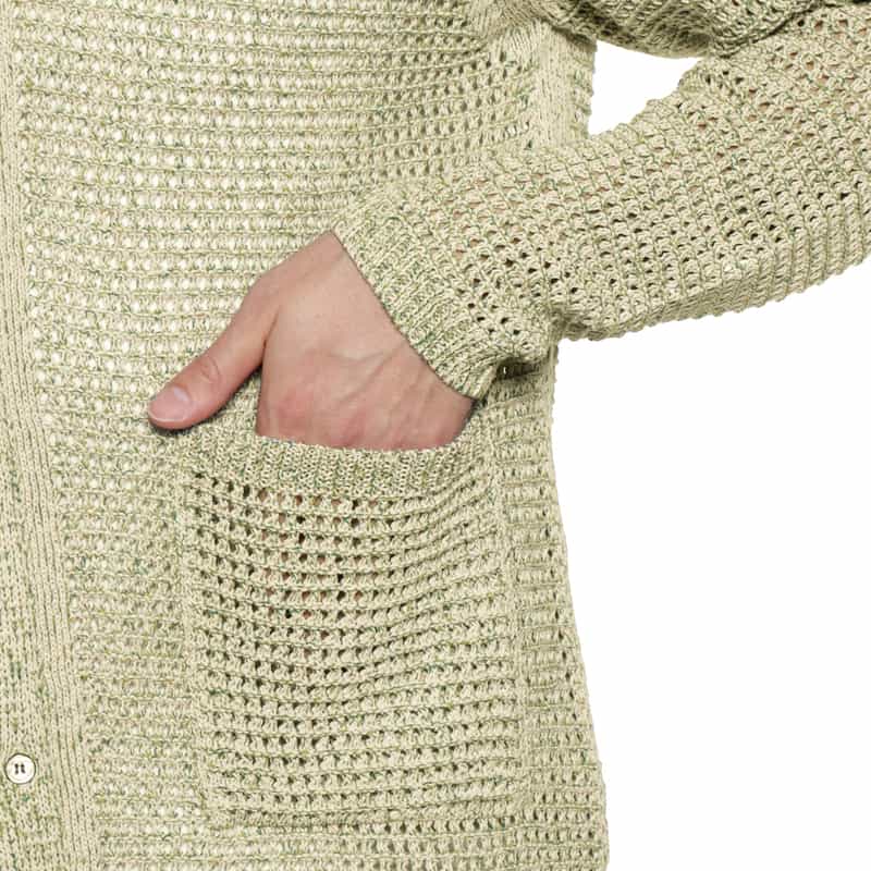 YOKE コットン素材メッシュニットカーディガン WHITE