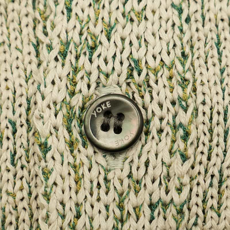 YOKE コットン素材メッシュニットカーディガン WHITE