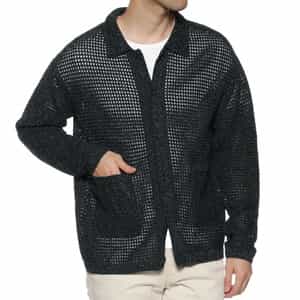 コットン素材メッシュニットカーディガン