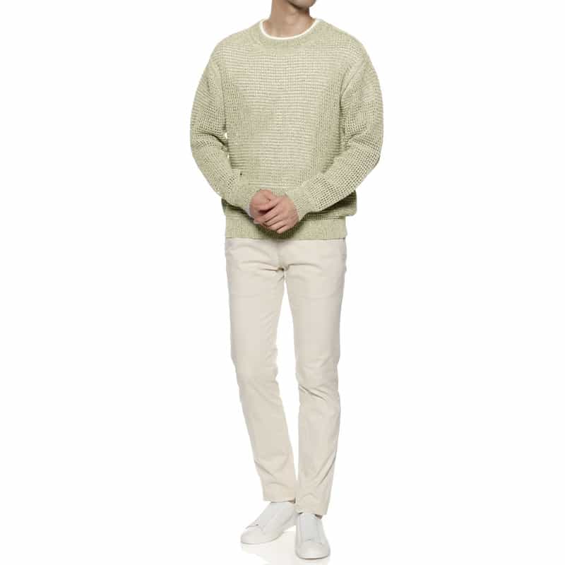 YOKE コットン素材メッシュニットプルオーバー WHITE