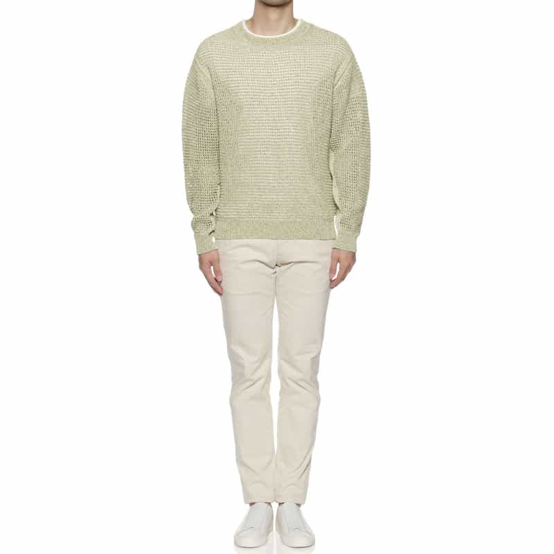 YOKE コットン素材メッシュニットプルオーバー WHITE