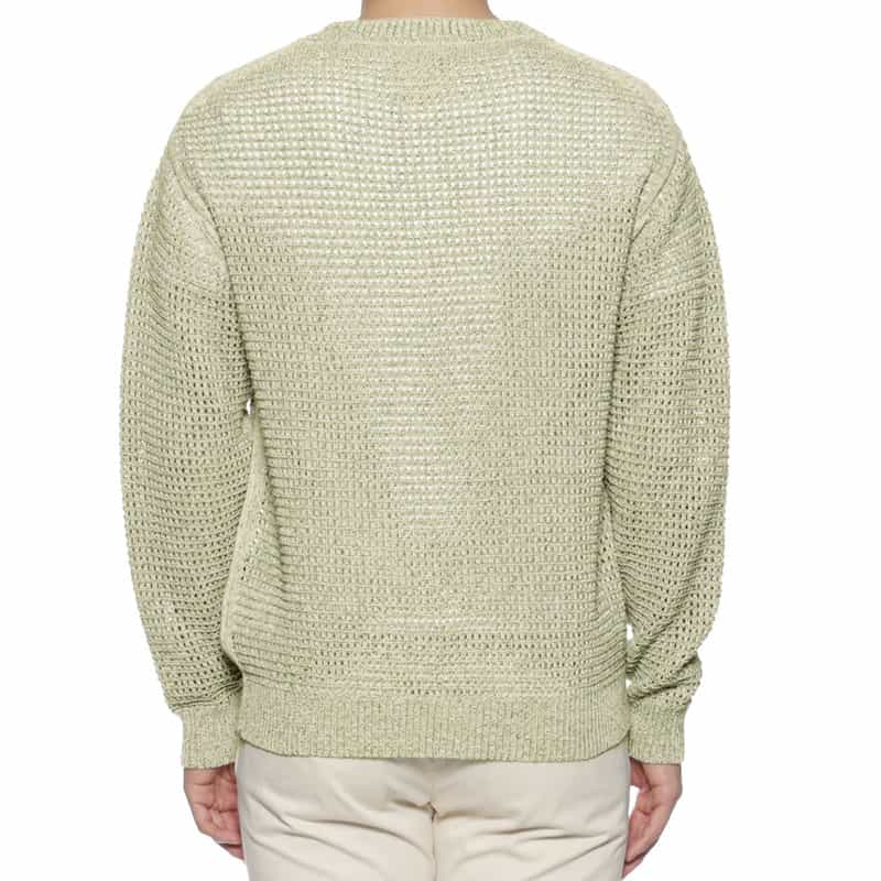 YOKE コットン素材メッシュニットプルオーバー WHITE