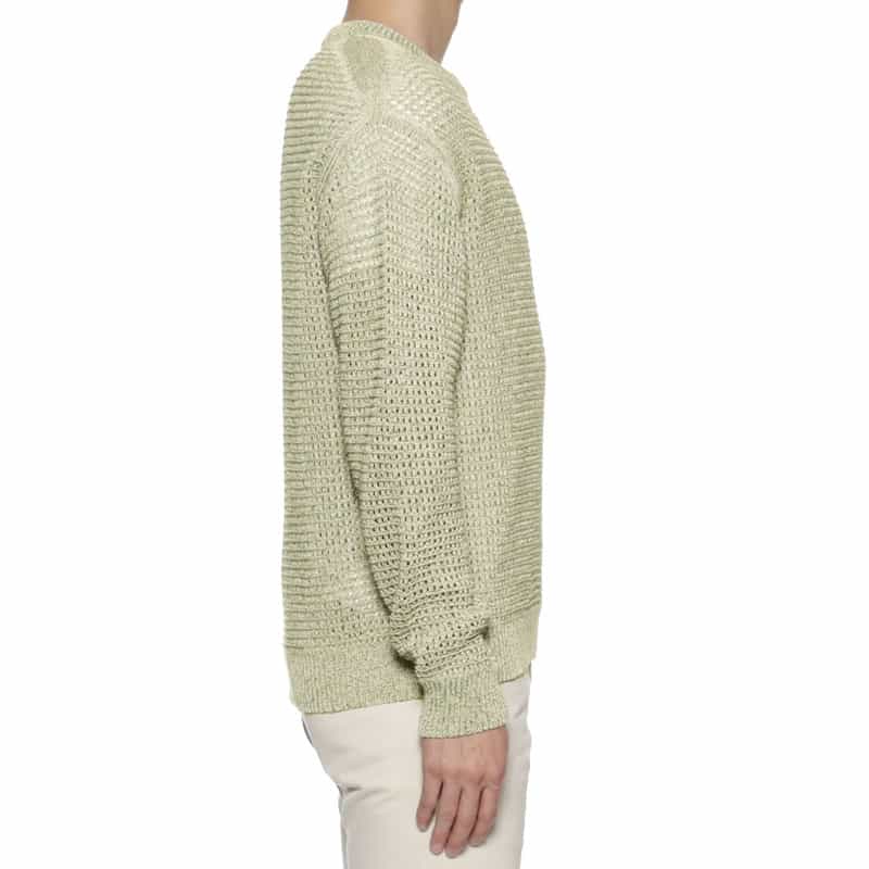 YOKE コットン素材メッシュニットプルオーバー WHITE