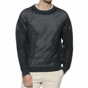 コットン素材メッシュニットプルオーバー