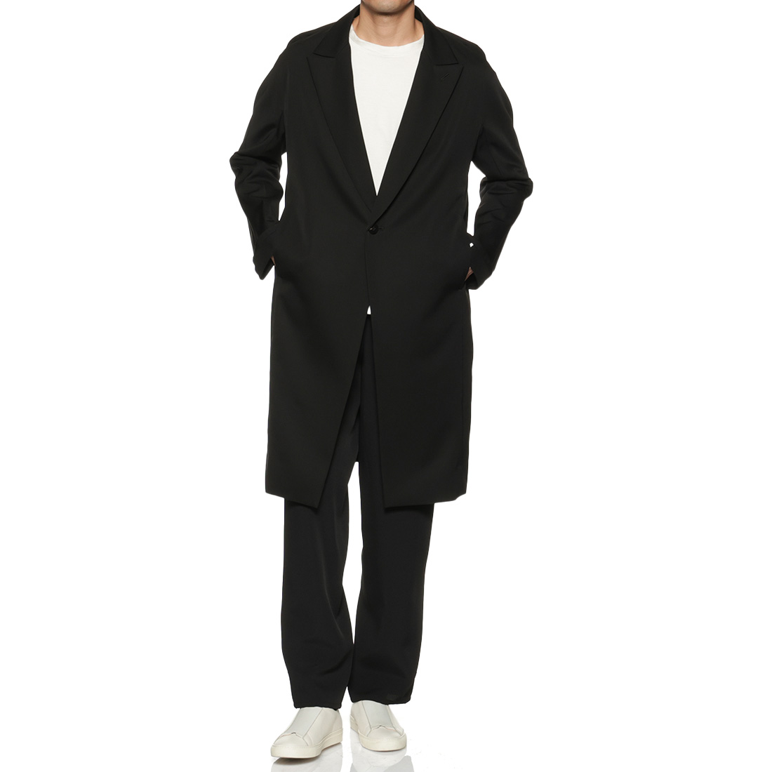 BARNEYS NEWYORK バーニーズニューヨーク　モッズコート　黒　薄手 ステンカラーコート（2234916）｜BARNEYS NEW YORK(バーニーズ