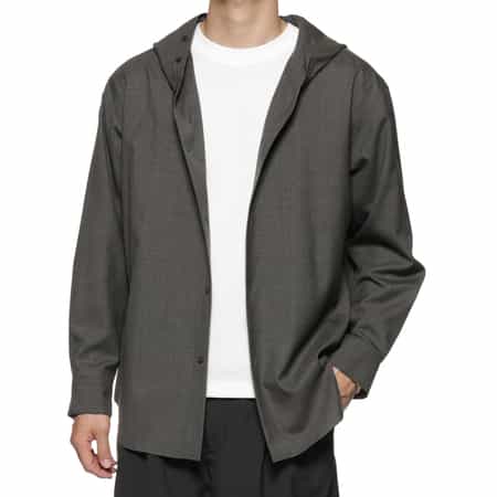 バーニーズニューヨーク✨ロングコート【S】イタリア製　フード　ベルベット　グレー OVERCOAT＜オーバーコート＞フード付きシャツ（2231648