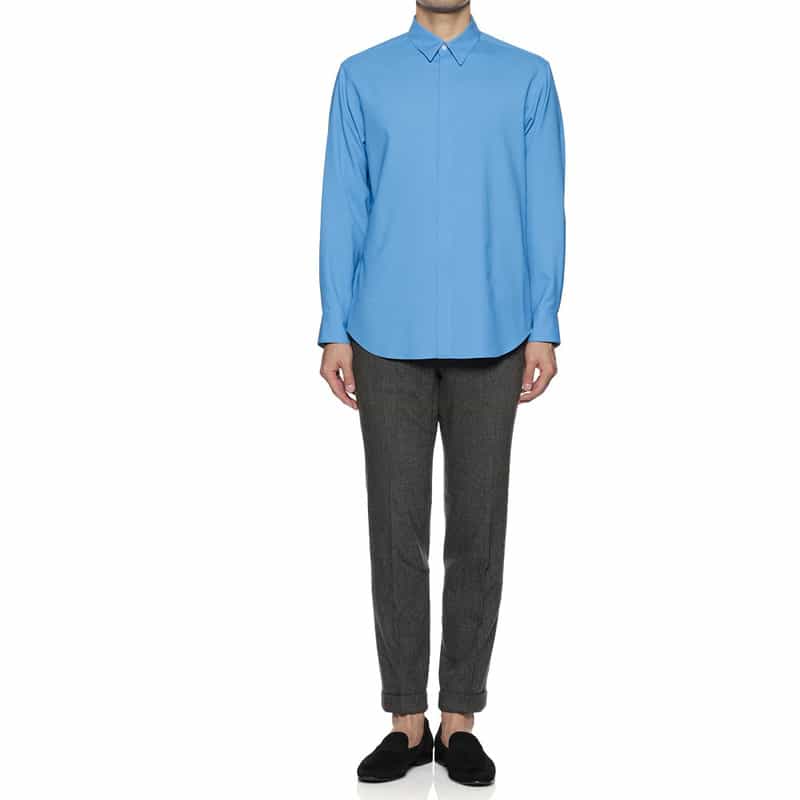 OVERCOAT OVERCOAT＜オーバーコート＞ウール バックサイドプリーツシャツ BLUE