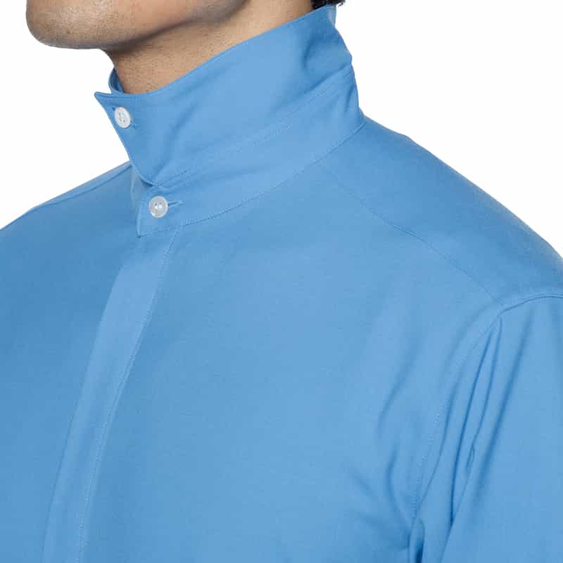 OVERCOAT OVERCOAT＜オーバーコート＞ウール バックサイドプリーツシャツ BLUE