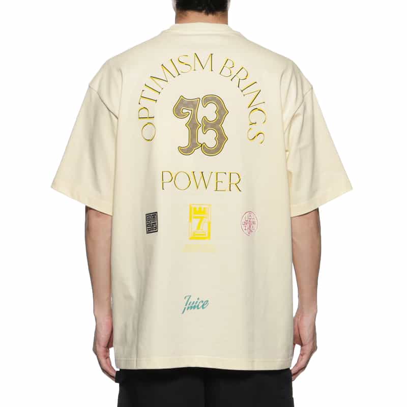 NAMESAKE NAMESAKE＜ネームセイク＞刺繍入りプリントTシャツ IVORY