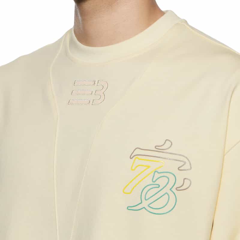 NAMESAKE NAMESAKE＜ネームセイク＞刺繍入りプリントTシャツ IVORY