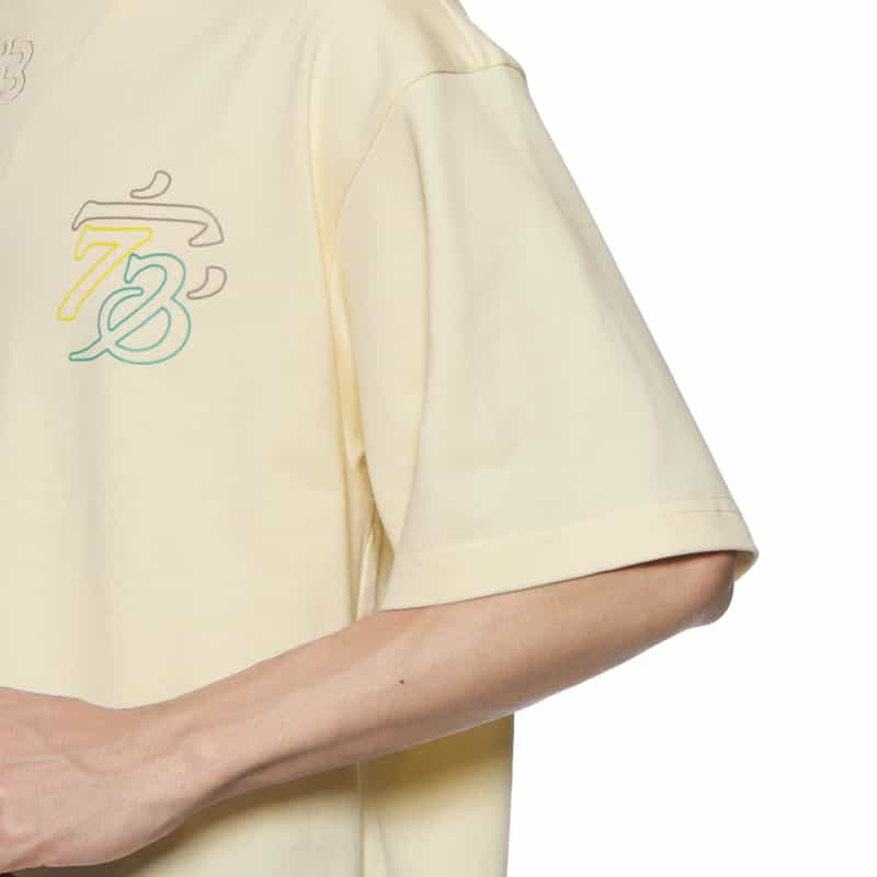 NAMESAKE NAMESAKE＜ネームセイク＞刺繍入りプリントTシャツ IVORY