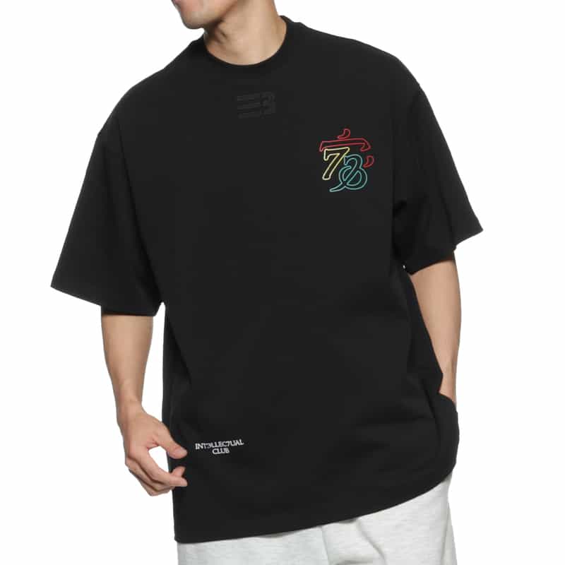 NAMESAKE NAMESAKE＜ネームセイク＞刺繍入りプリントTシャツ BLACK