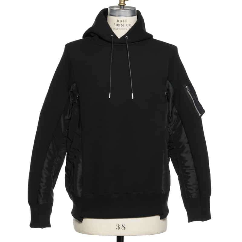 SACAI コンビネーション スエットフーディ BLACK