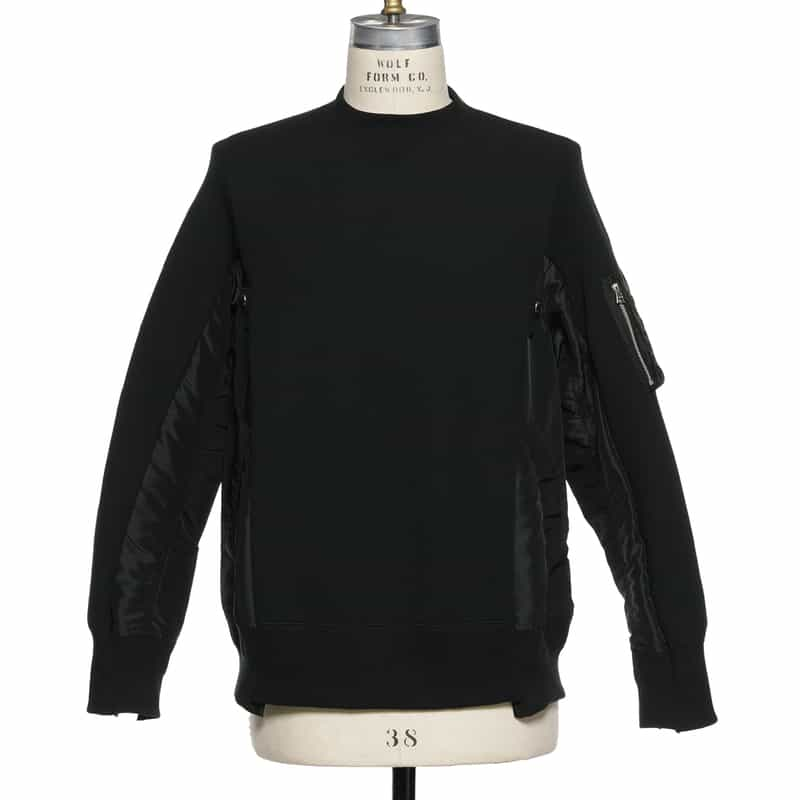 SACAI コンビネーション スエットプルオーバー BLACK