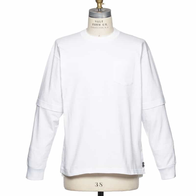 SACAI サイドスナップ ロゴ入りカットソー WHITE