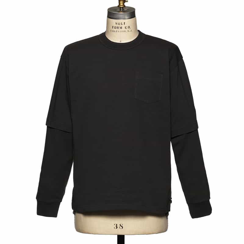 SACAI SACAI＜サカイ＞サイドスナップ ロゴ入りカットソー BLACK