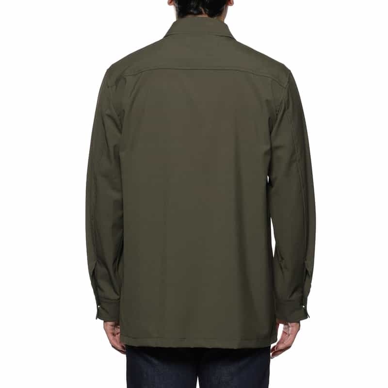 BARNEYS NEW YORK ストレッチ ジップアップシャツ KHAKI
