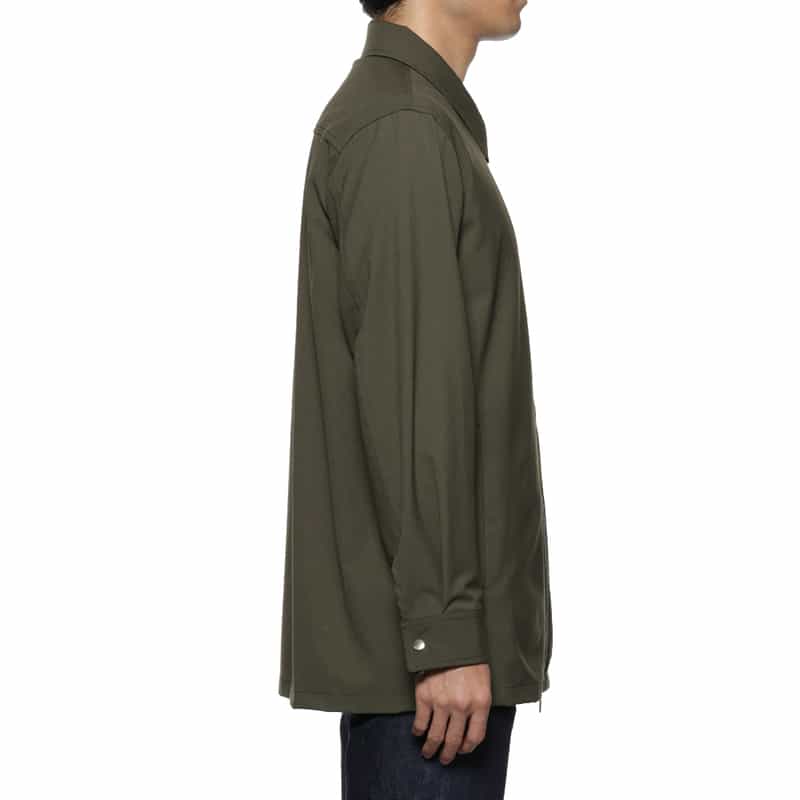 BARNEYS NEW YORK ストレッチ ジップアップシャツ KHAKI