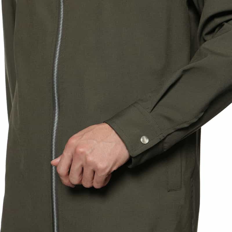 BARNEYS NEW YORK ストレッチ ジップアップシャツ KHAKI