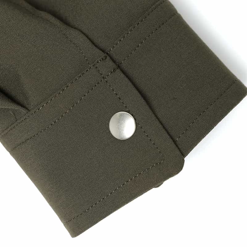 BARNEYS NEW YORK ストレッチ ジップアップシャツ KHAKI