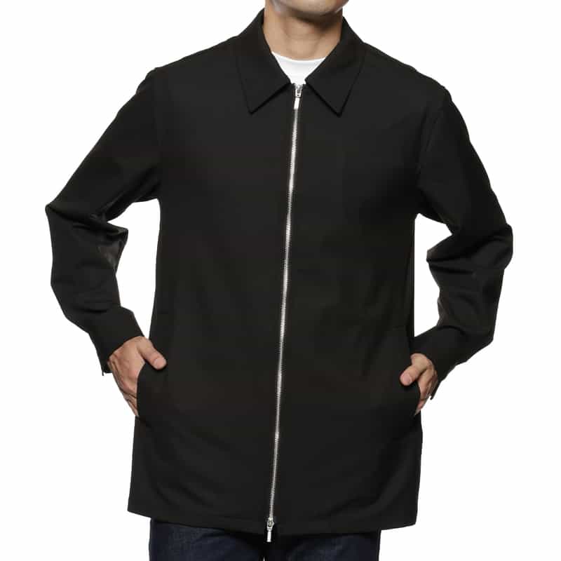 BARNEYS NEW YORK ストレッチ ジップアップシャツ BLACK
