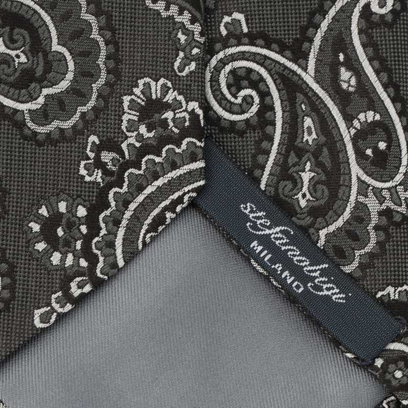 STEFANO BIGI ペイズリー柄タイ GRAY