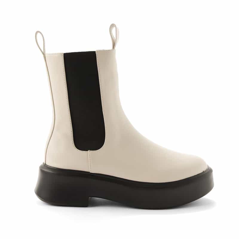 BARNEYS NEW YORK サイドゴア ショートブーツ WHITE