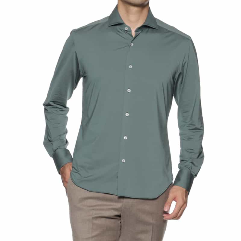 XACUS XACUS＜ザッカス＞ソリッドストレッチシャツ BLUE