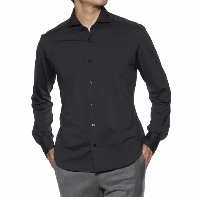 XACUS XACUS＜ザッカス＞ソリッドストレッチシャツ NAVY