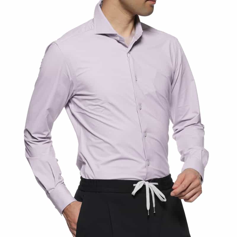 XACUS ソリッドストレッチシャツ PURPLE