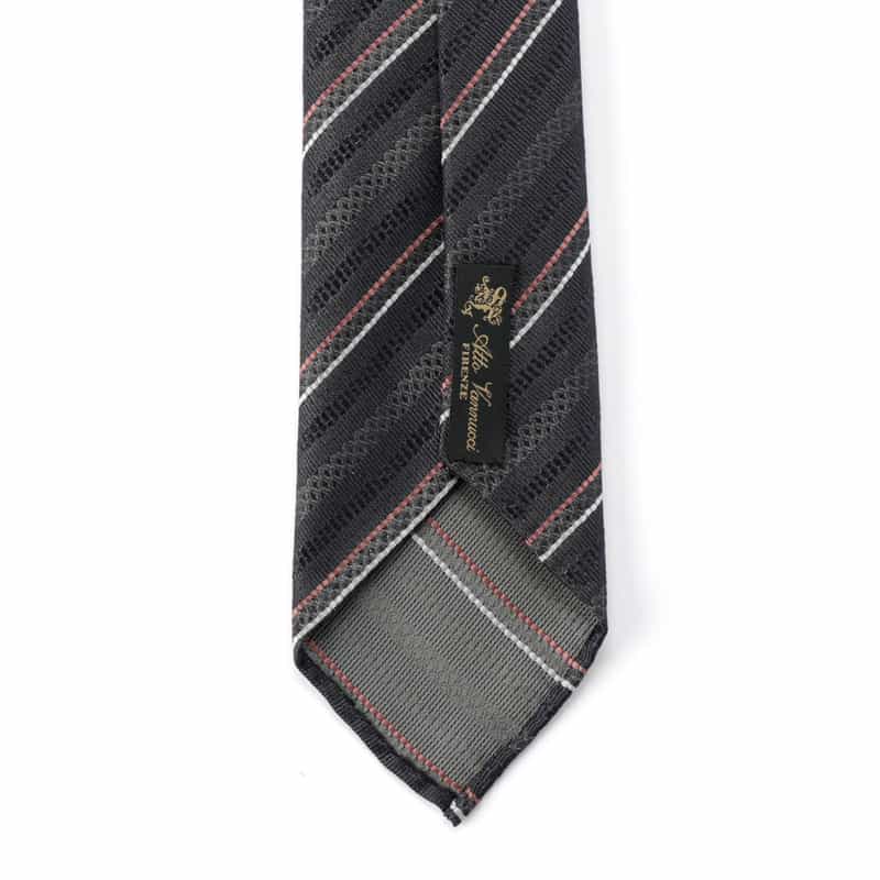 ATTO VANNUCCI FIRENZE セッテピエゲ ストライプ柄タイ GRAY