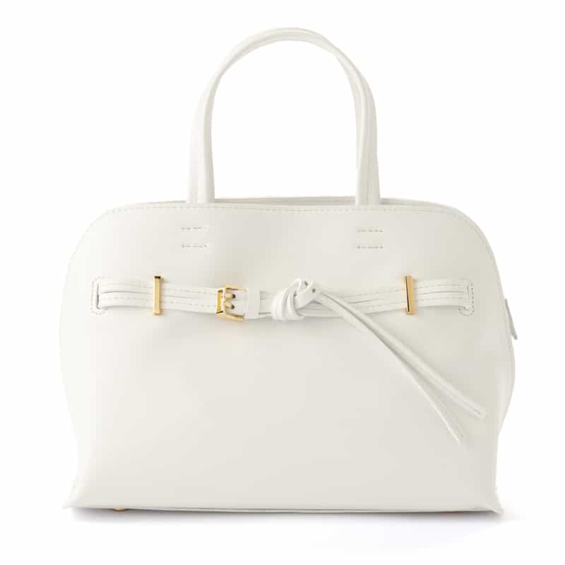 BARNEYS NEW YORK ダブルベルト ミニハンドバッグ WHITE