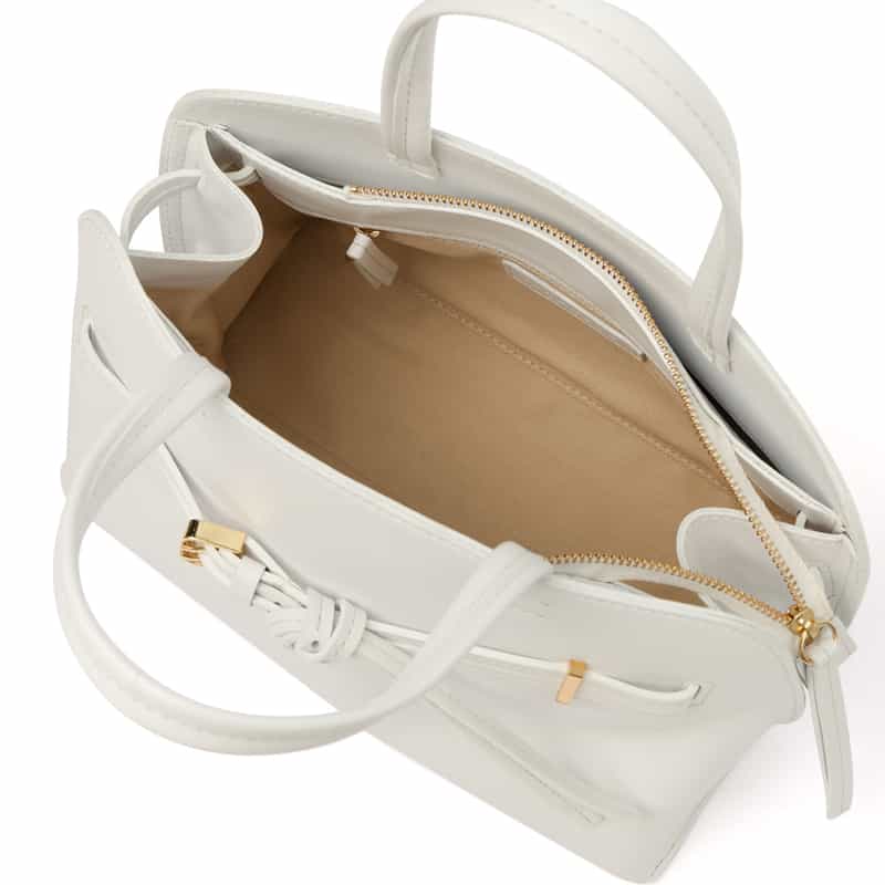 BARNEYS NEW YORK ダブルベルト ミニハンドバッグ WHITE