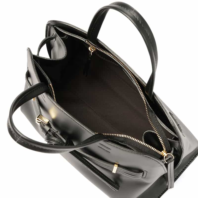 BARNEYS NEW YORK ダブルベルト ミニハンドバッグ BLACK