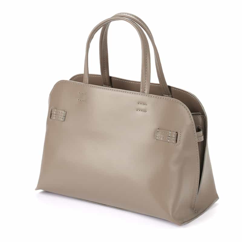 BARNEYS NEW YORK ダブルベルト ミニハンドバッグ GRAY BEIGE