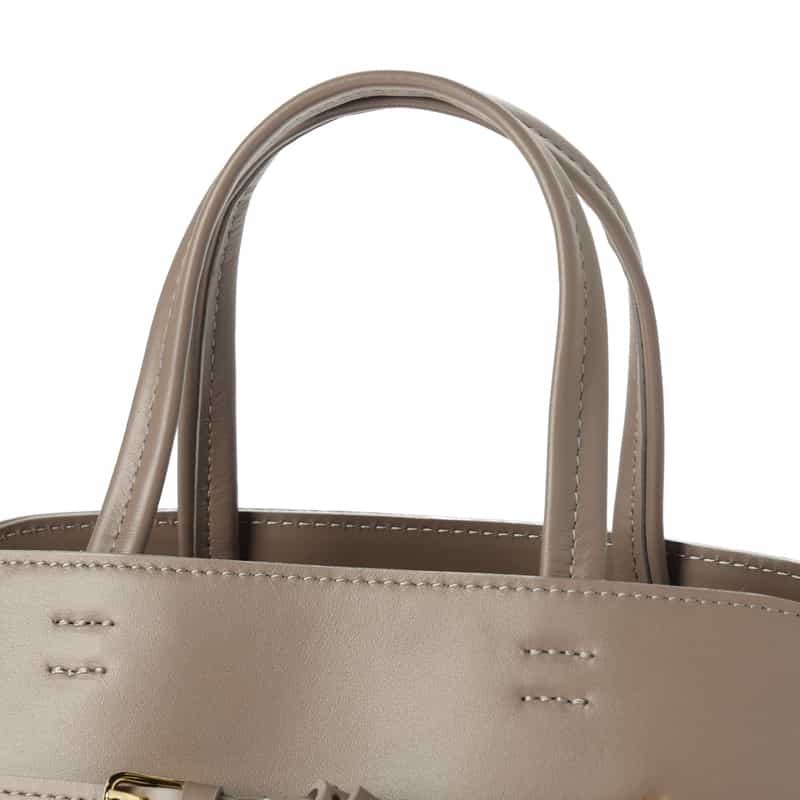 BARNEYS NEW YORK ダブルベルト ミニハンドバッグ GRAY BEIGE