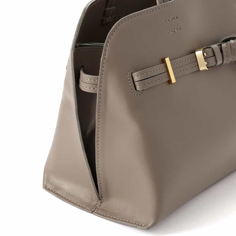 BARNEYS NEW YORK ダブルベルト ミニハンドバッグ GRAY BEIGE