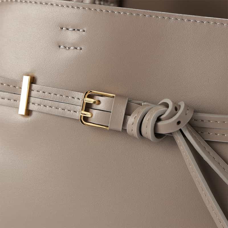 BARNEYS NEW YORK ダブルベルト ミニハンドバッグ GRAY BEIGE