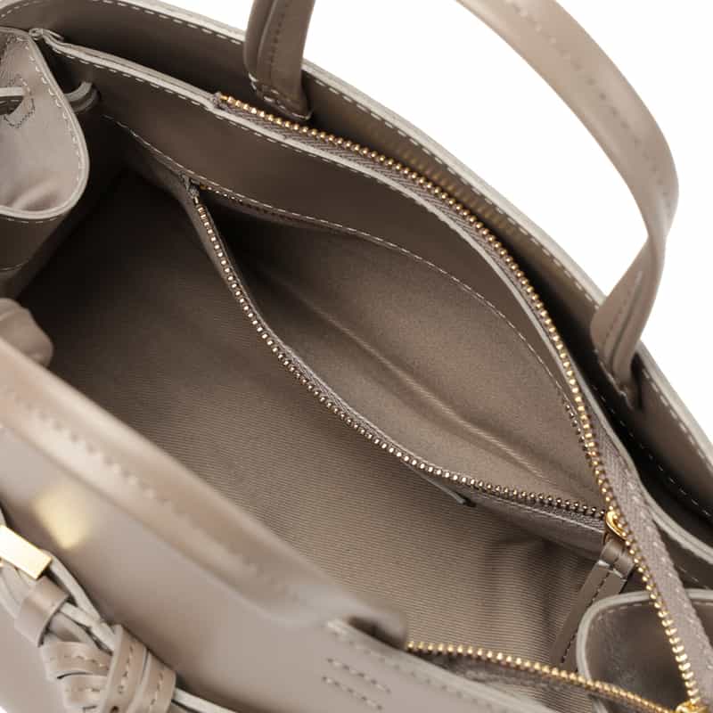 BARNEYS NEW YORK ダブルベルト ミニハンドバッグ GRAY BEIGE