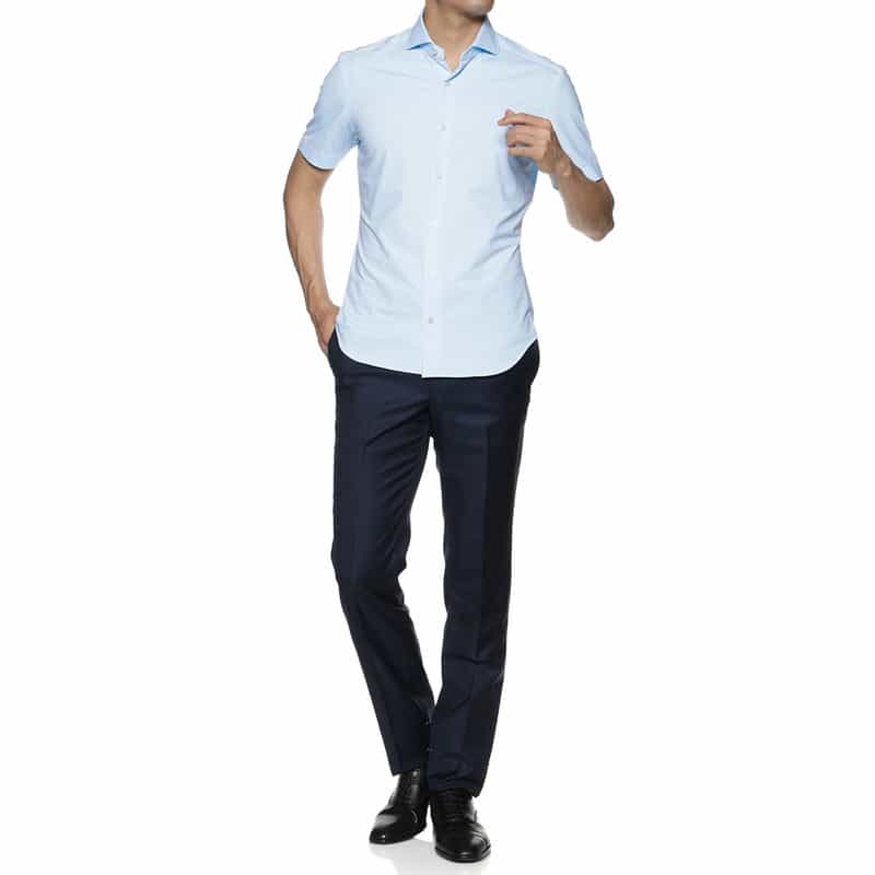 XACUS XACUS＜ザッカス＞ストレッチ半袖シャツ LT BLUE