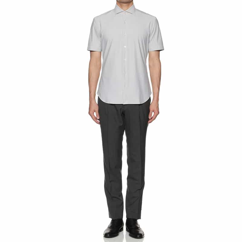 XACUS XACUS＜ザッカス＞ストライプ柄ストレッチ半袖シャツ LT GRAY